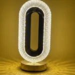 Decor Haven Oval Tablelamp - Moon Light Side Table Lamp - 3 Colors Lamps For Bedrooms - Night Light - Rechargeable Lamp For Home Decoration - Color Changing Lamps For Bedroom Sidetable - Decorating Items For Home - Touch Control Crystal Lamp For Gift.